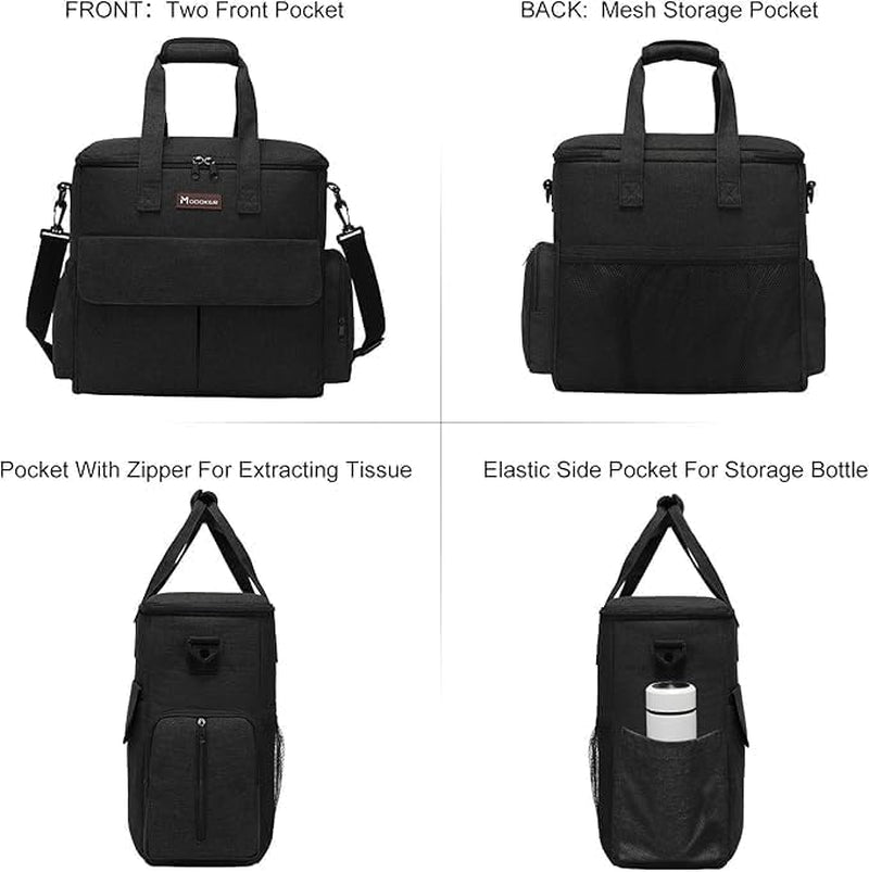 Premium Weekend Dog Travel Bag Set with Two Food Bags, Two Bowls, and Mat in Black
