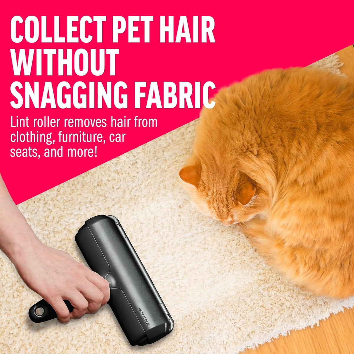 Pet Hair Remover - Reusable Lint Roller for Cat and Dog Hair on Furniture, Carpets, and Bedding - Portable and Eco-Friendly (Black)