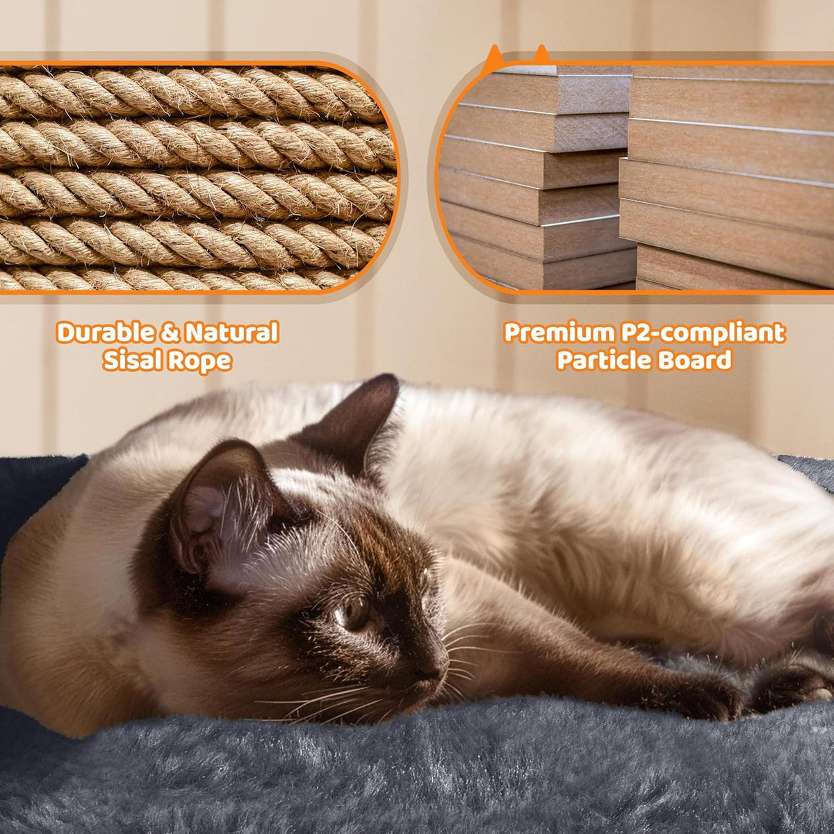 69-Inch Cat Tree Tower with Two Condos, Scratching Posts, and Cat-Ear Perches