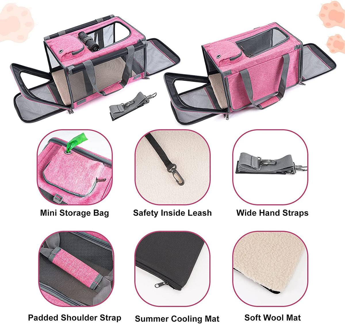 Soft-Sided Pet Carrier for Medium to Large Cats and Puppies
