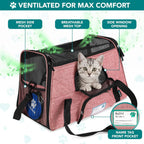 Airline-Approved Pet Carrier for Small Cats and Dogs in Heather White and Red