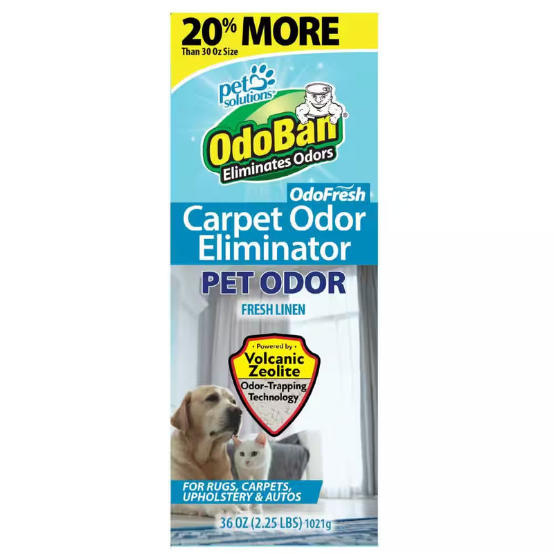 36 Oz. Odofresh Carpet Odor Eliminator Powder with Volcanic Zeolite - Pet and Musty Odor Deodorizer in Fresh Linen Scent