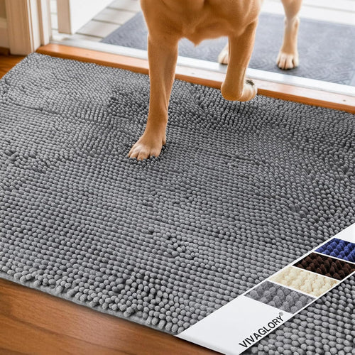 Absorpmax Dog Door Mat for Muddy Paws, 31" x 20", Grey