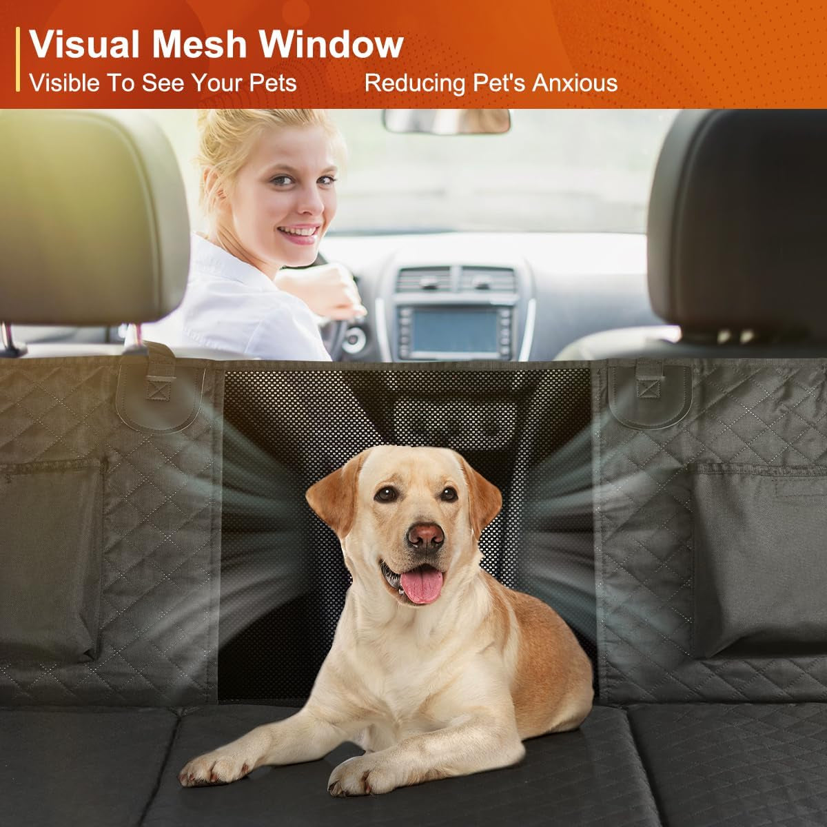 Premium Dog Car Seat Cover and Hammock for Backseat Protection in Cars, Trucks, and SUVs