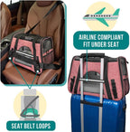 Airline-Approved Pet Carrier for Small Cats and Dogs in Heather White and Red