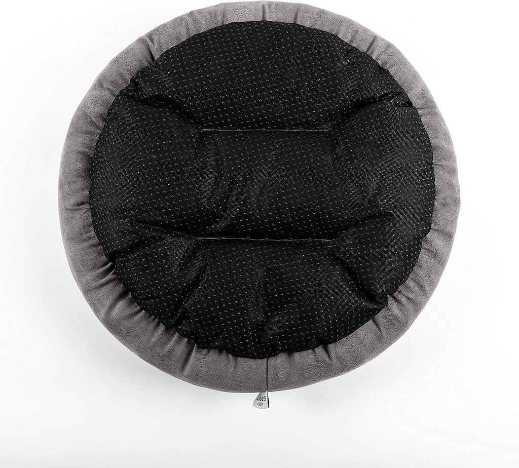 Luxurious Round Donut Pet Bed for Cats and Small Dogs - 20-Inch Anti-Slip & Water-Resistant Cushion, Soft Durable Fabric in Gray