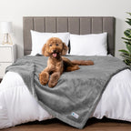Large Waterproof Dog Blanket, 90x90 Queen Size, Light Grey