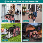Airline-Approved Pet Carrier for Small Cats and Dogs in Heather White and Red