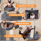 69-Inch Cat Tree Tower with Two Condos, Scratching Posts, and Cat-Ear Perches