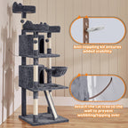 69-Inch Cat Tree Tower with Two Condos, Scratching Posts, and Cat-Ear Perches