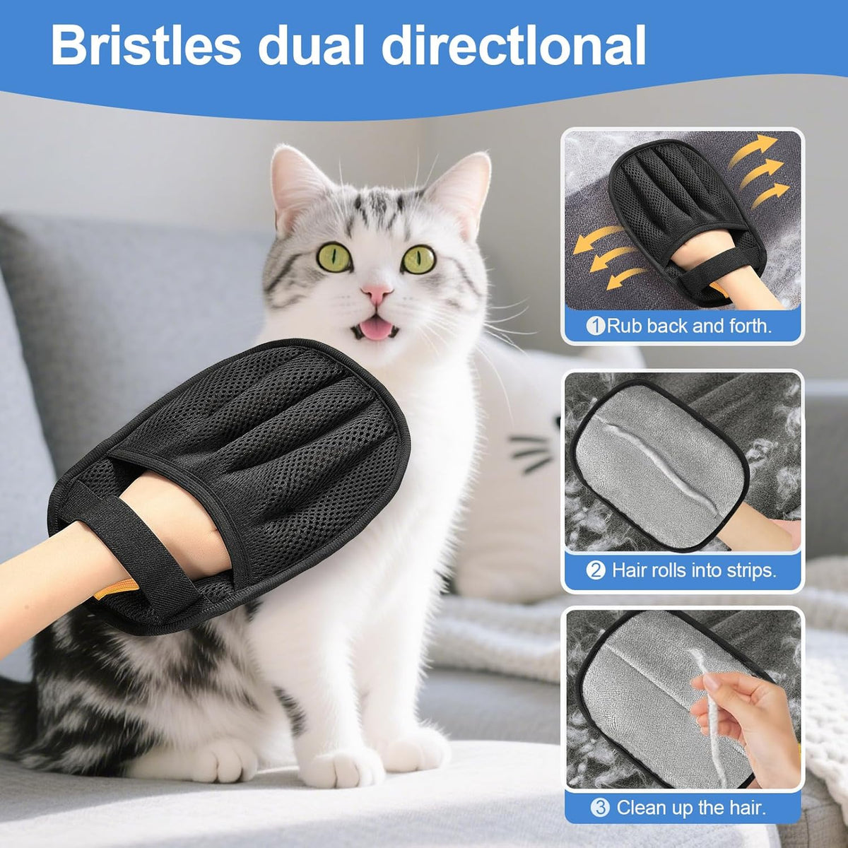 Electrostatic Reusable Pet Hair Removal Glove for Cats and Dogs