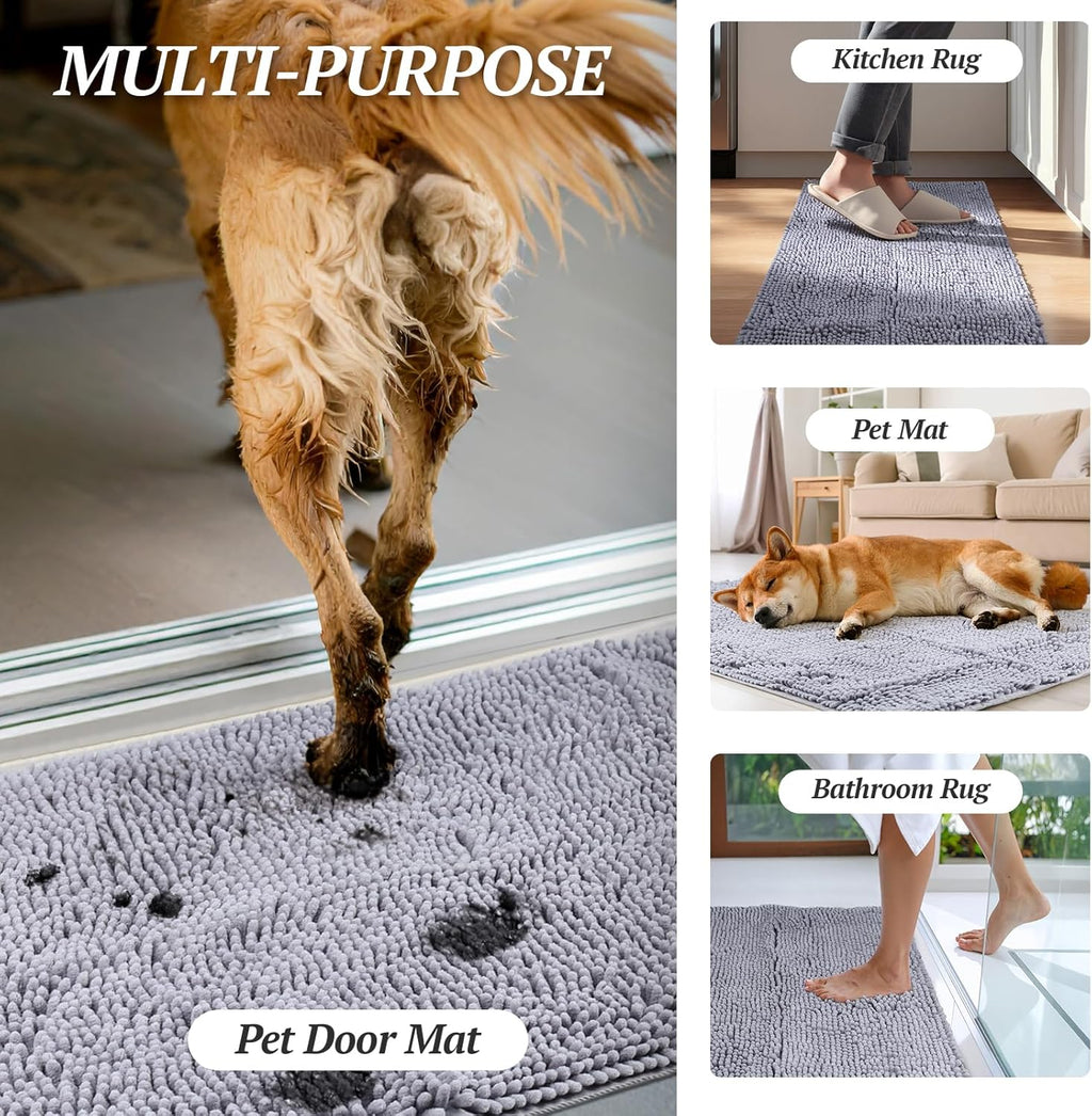 Absorpmax Dog Door Mat for Muddy Paws, 31" x 20", Grey