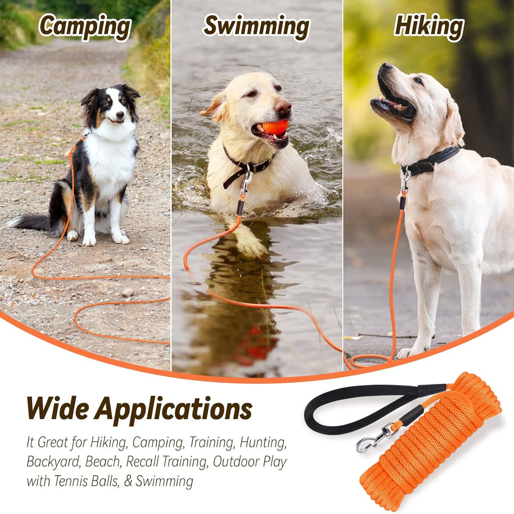 30-Foot Check Cord Dog Leash for Obedience, Recall Training, and Tracking
