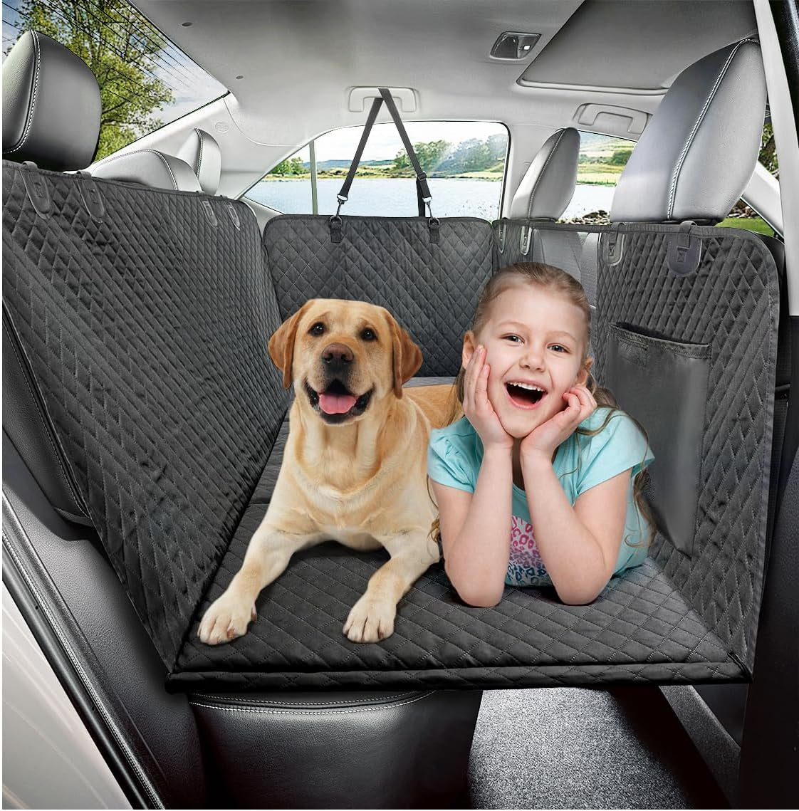 Premium Dog Car Seat Cover and Hammock for Backseat Protection in Cars, Trucks, and SUVs