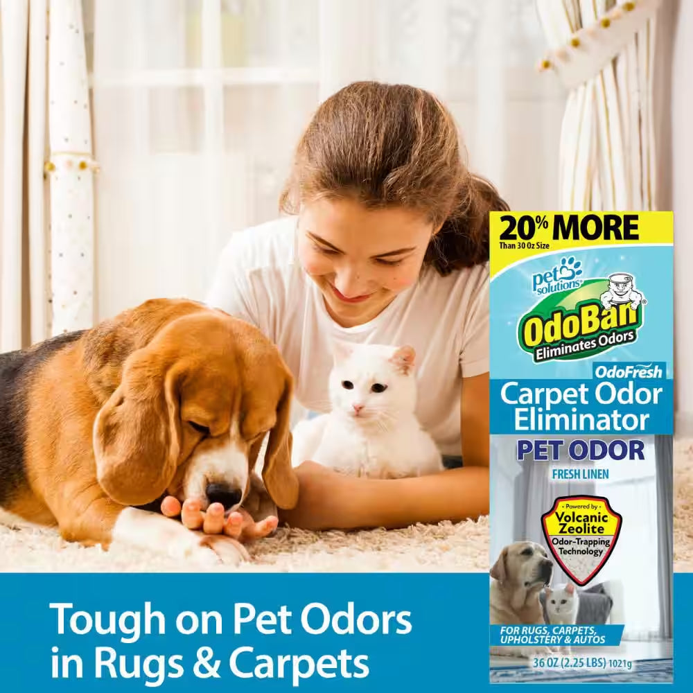 36 Oz. Odofresh Carpet Odor Eliminator Powder with Volcanic Zeolite - Pet and Musty Odor Deodorizer in Fresh Linen Scent