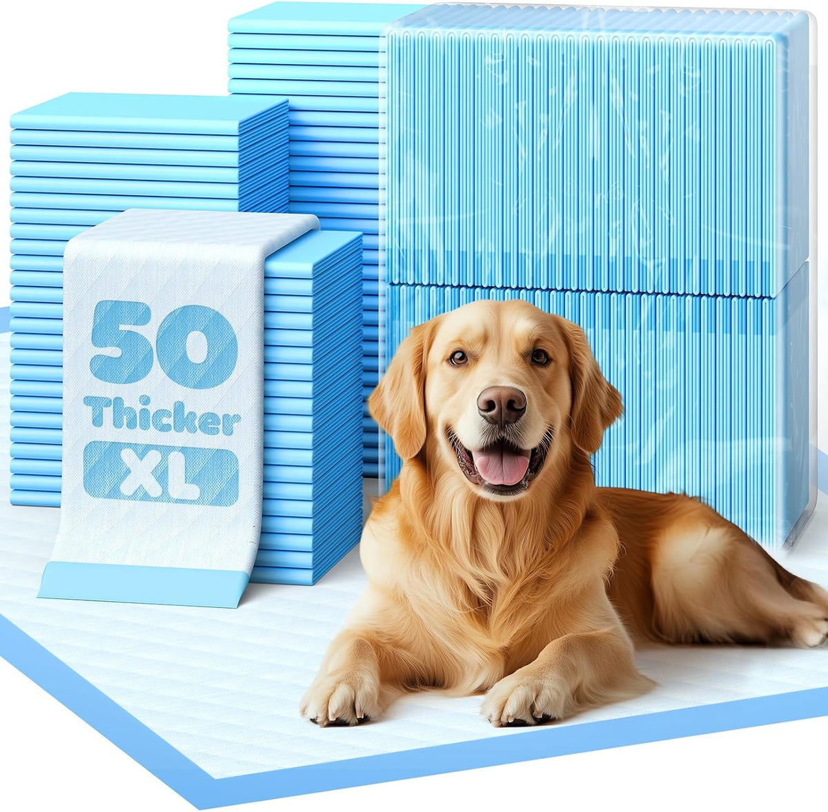 Puppy Pads for Dogs, 34X28 In, 6-Layer Leakproof, 50-Pack