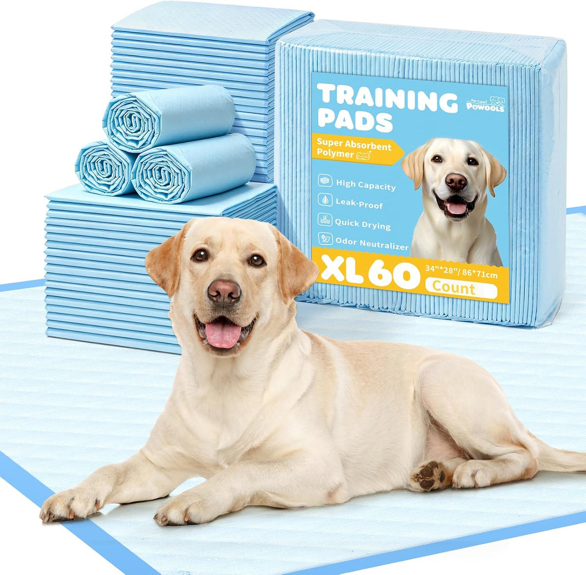 Puppy Pads for Dogs, 34X28 In, 6-Layer Leakproof, 50-Pack
