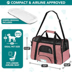 Airline-Approved Pet Carrier for Small Cats and Dogs in Heather White and Red