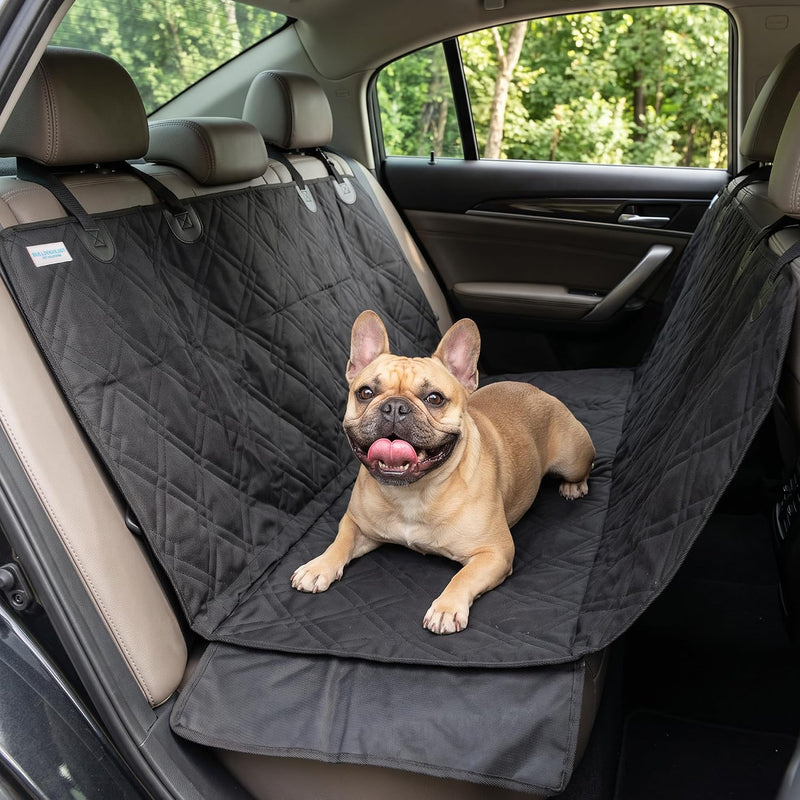 Bulldogology Waterproof Dog Car Seat Cover for Back Seat - 58" x 56" SUV & Truck Protector, Hammock Style