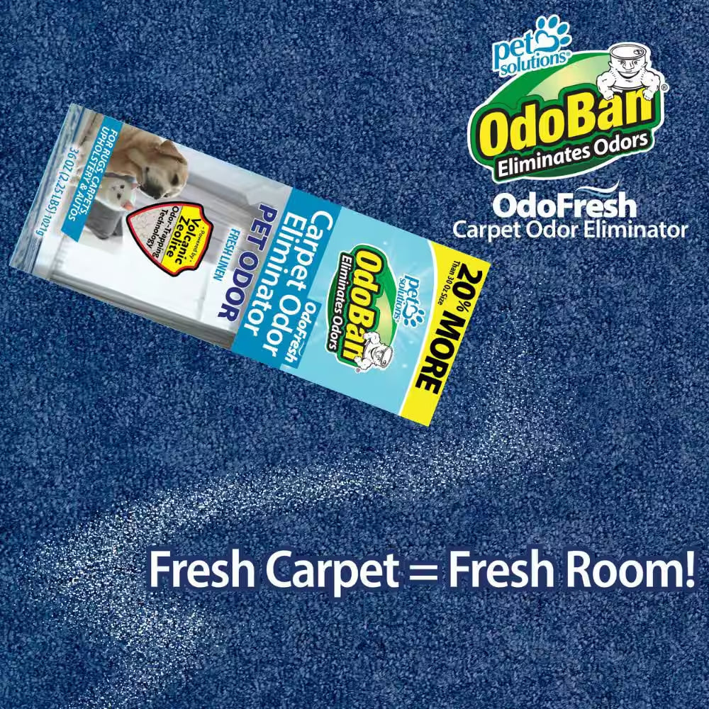 36 Oz. Odofresh Carpet Odor Eliminator Powder with Volcanic Zeolite - Pet and Musty Odor Deodorizer in Fresh Linen Scent