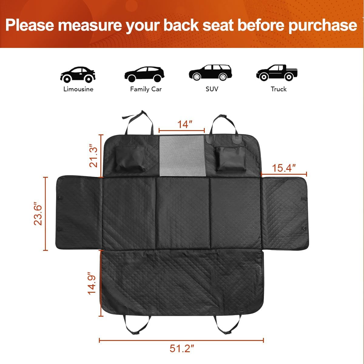 Premium Dog Car Seat Cover and Hammock for Backseat Protection in Cars, Trucks, and SUVs
