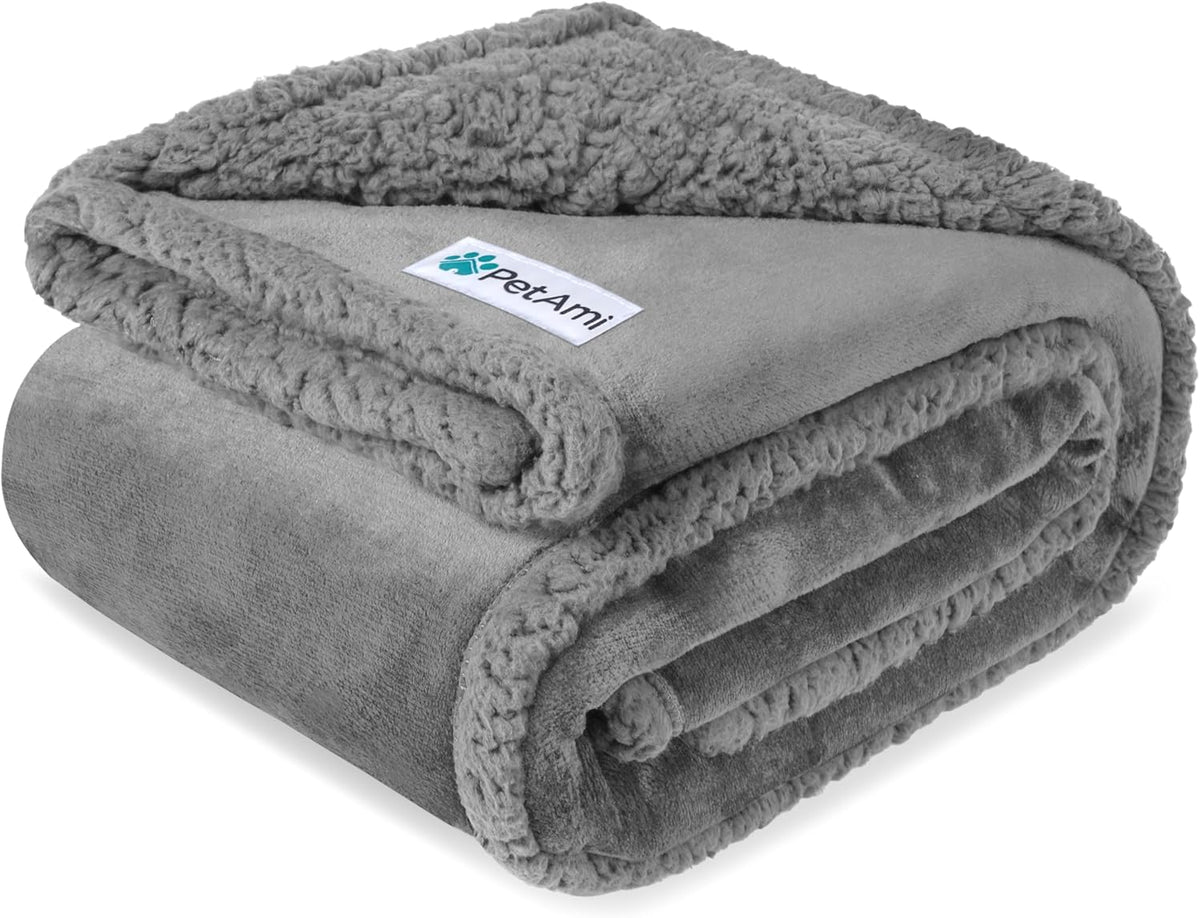 Large Waterproof Dog Blanket, 90x90 Queen Size, Light Grey