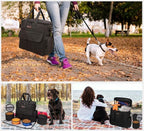 Premium Weekend Dog Travel Bag Set with Two Food Bags, Two Bowls, and Mat in Black