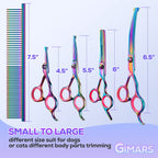 Professional 6-in-1 Stainless Steel Grooming Scissors for Dogs and Cats with Safety Round Tip and Heavy-Duty Titanium Coating