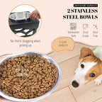 Adjustable Elevated Dog Bowls with Anti-Slip Base, Includes 2 Stainless Steel Bowls for Medium and Large Dogs