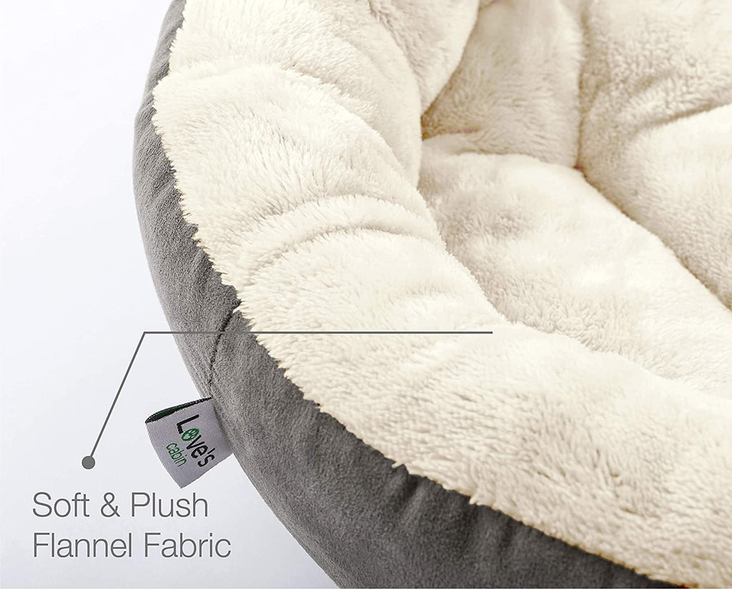 Luxurious Round Donut Pet Bed for Cats and Small Dogs - 20-Inch Anti-Slip & Water-Resistant Cushion, Soft Durable Fabric in Gray