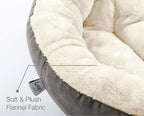 Luxurious Round Donut Pet Bed for Cats and Small Dogs - 20-Inch Anti-Slip & Water-Resistant Cushion, Soft Durable Fabric in Gray