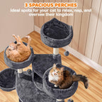69-Inch Cat Tree Tower with Two Condos, Scratching Posts, and Cat-Ear Perches