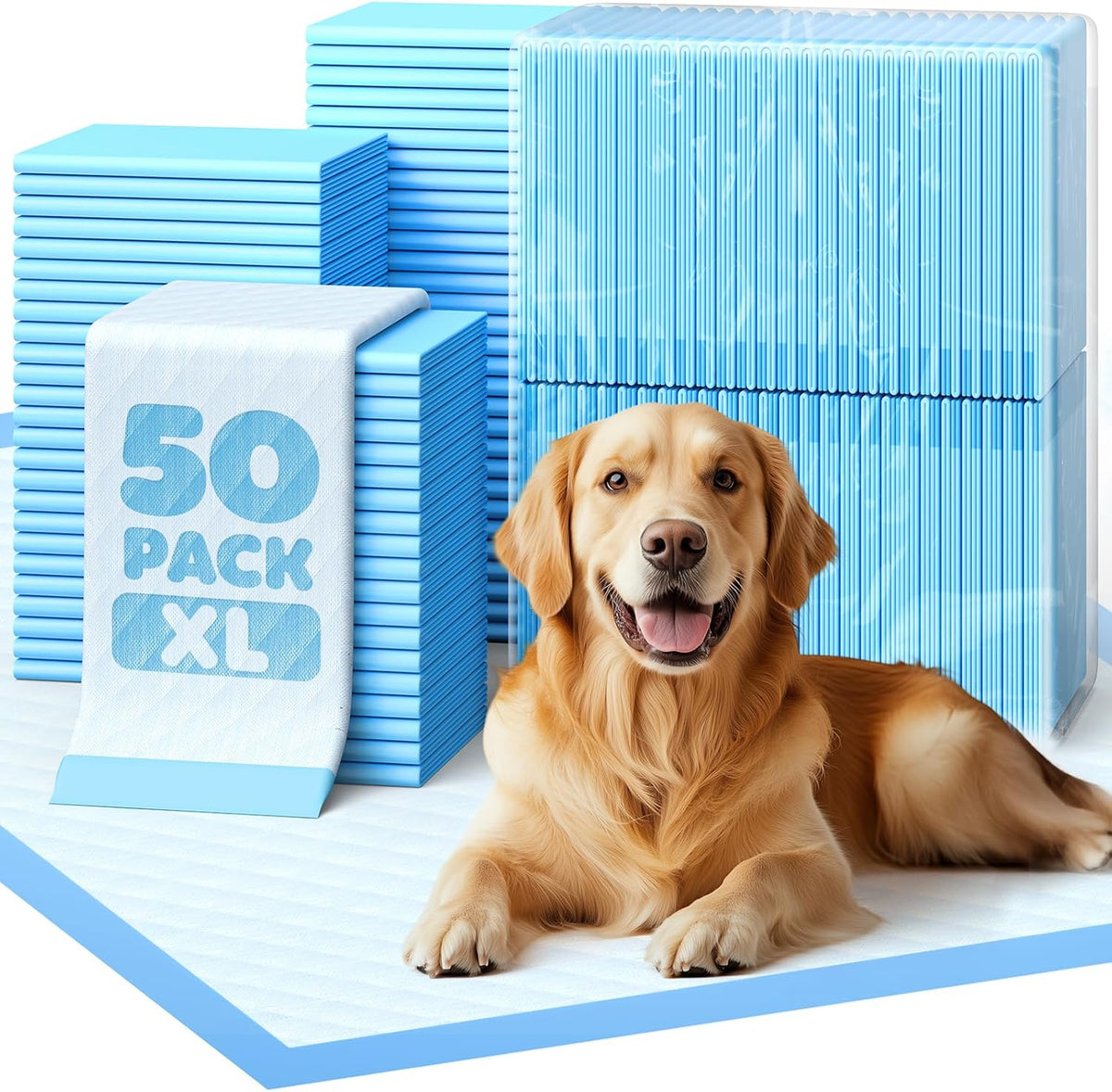 Puppy Pads for Dogs, 34X28 In, 6-Layer Leakproof, 50-Pack