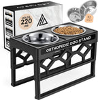 Adjustable Elevated Dog Bowls with Anti-Slip Base, Includes 2 Stainless Steel Bowls for Medium and Large Dogs