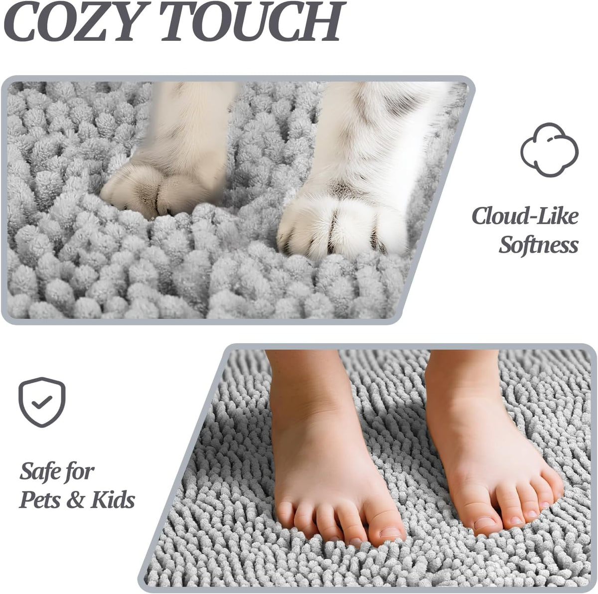 Absorpmax Dog Door Mat for Muddy Paws, 31" x 20", Grey