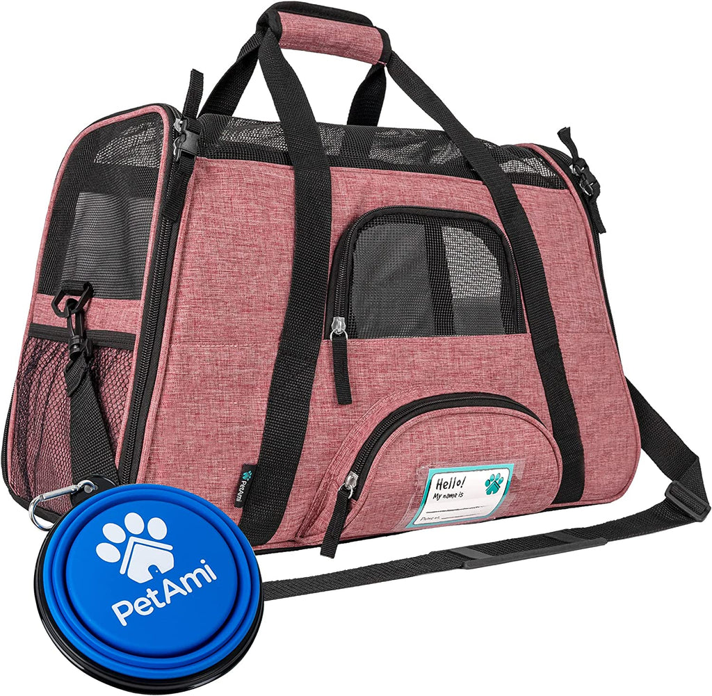 Airline-Approved Pet Carrier for Small Cats and Dogs in Heather White and Red