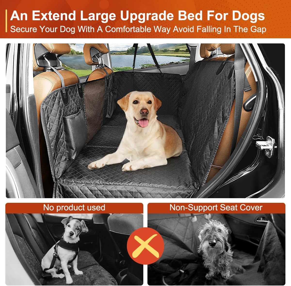 Premium Dog Car Seat Cover and Hammock for Backseat Protection in Cars, Trucks, and SUVs
