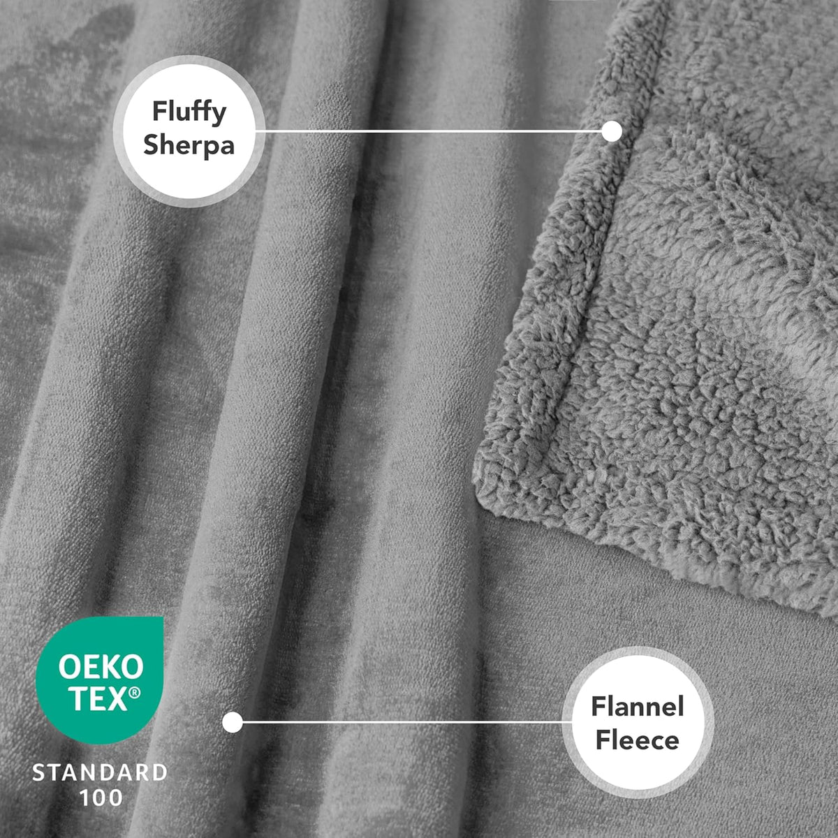 Large Waterproof Dog Blanket, 90x90 Queen Size, Light Grey